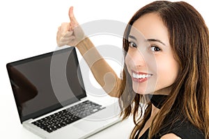 Woman giving thumbs up
