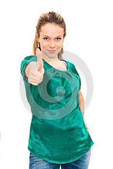 woman giving two thumbs up