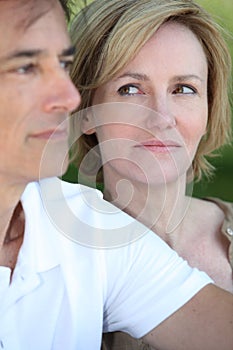 Woman glancing at her husband