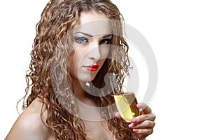 Woman with glass of champagne