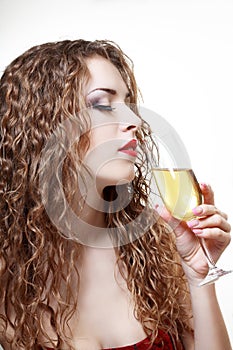 Woman with glass of champagne