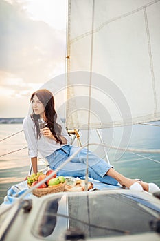 Woman with glass of champagne