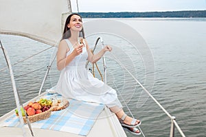 Woman with glass of champagne