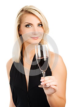 Woman with a glass of red wine