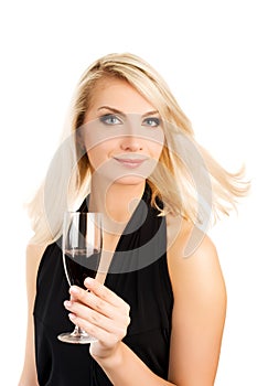 Woman with a glass of red wine