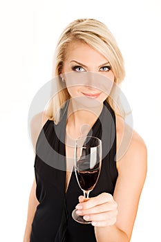 Woman with a glass of red wine