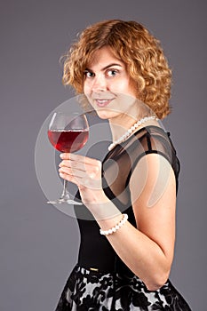 Woman glass red wine