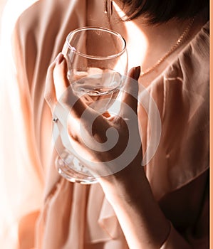 Woman with glass of wine. photo