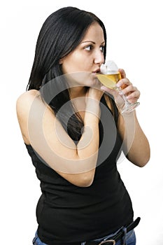 Woman with glass wine