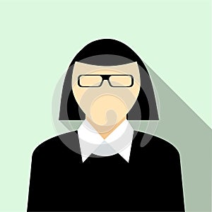 Woman with glasses in black pullover icon