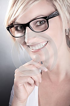 Woman with glasses close up