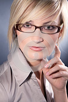 Woman with glasses close up