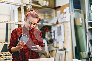 Woman glazier worker portrait at work