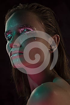 Woman with glitter and spangle