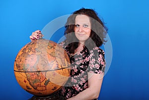 Woman with globe