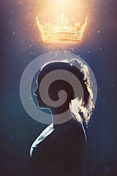 Woman with glowing crown