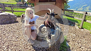 Woman with goat in Maienfeld village