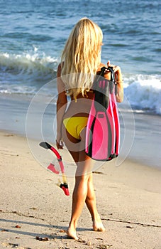 Woman going Snorkeling in San Clemente