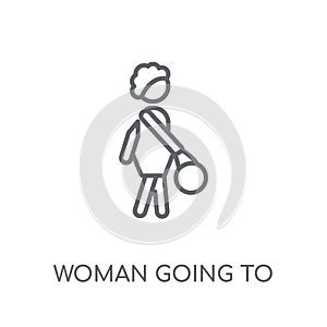 Woman Going To Work linear icon. Modern outline Woman Going To W