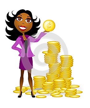 Woman With Gold Coins Cash 2