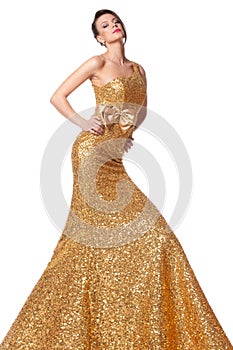 Woman in golden dress