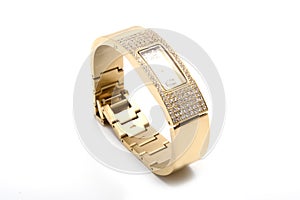 Woman golden wrist watch