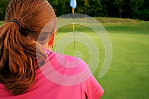 Woman on golf course