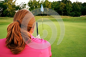 Woman on golf course