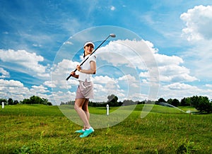 Woman on a golf field