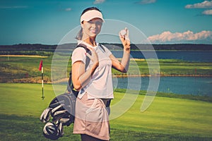 Woman on a golf field