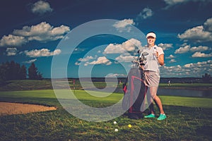 Woman on a golf field