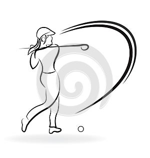 Woman golf player logo