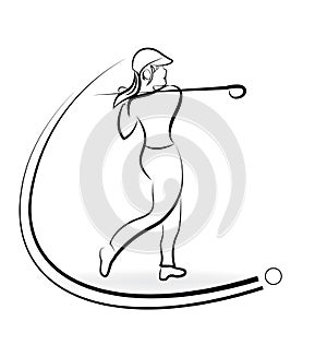 Woman golf player logo