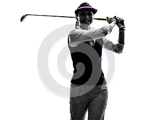 Woman golfer golfing silhouette