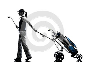 Woman golfer golfing silhouette