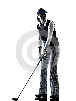 Woman golfer golfing silhouette