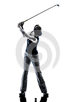 Woman golfer golfing silhouette