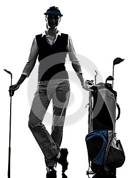 Woman golfer golfing silhouette