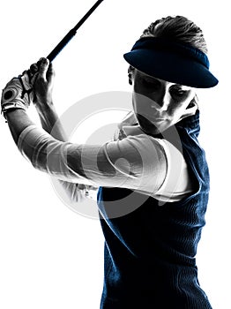 Woman golfer golfing silhouette