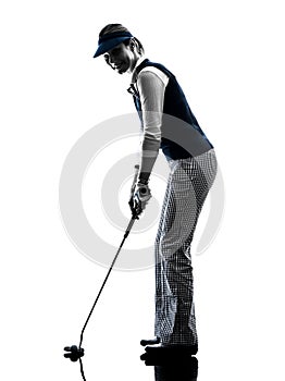 Woman golfer golfing silhouette