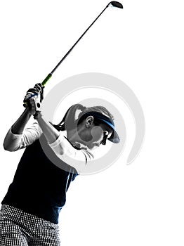 Woman golfer golfing silhouette