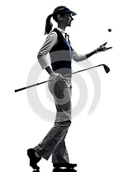 Woman golfer golfing silhouette