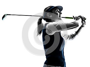 Woman golfer golfing silhouette