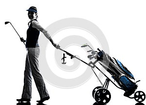 Woman golfer golfing silhouette