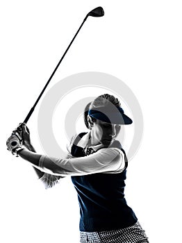 Woman golfer golfing silhouette