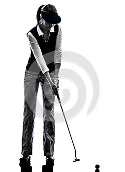 Woman golfer golfing silhouette