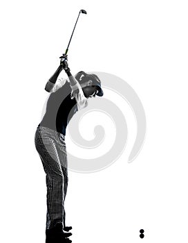 Woman golfer golfing silhouette