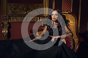 Woman in gorgeous luxury black dress