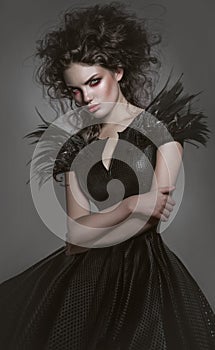 Woman in gothic fashion dress