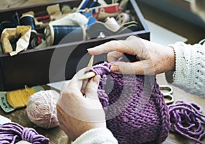 Woman Granny Crochet Handmade Concept